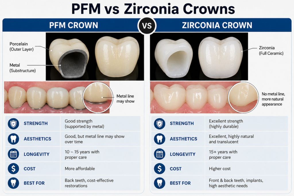 PFM vs Zirconia Crowns: Which Dental Crown Is Best for Strength, Aesthetics, and Longevity? chatgpt image jun 22, 2026, 12 44 58 pm